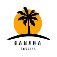 création de logo de banane d'arbre de style plat. vecteur