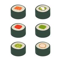 ensemble de rouleaux de sushi japon cuisine asiatique pack de conception de logo vectoriel isolé sur fond blanc