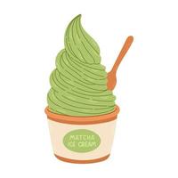 icône de crème glacée au matcha illustration vectorielle isolée pour autocollants, cartes postales, cahier vecteur