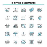 25 shopping ecommerce noir et bleu icon set design d'icônes créatives et modèle de logo vecteur