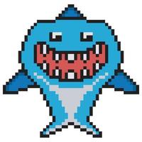 pixel art de personnage de requin mignon. illustration vectorielle. vecteur