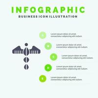 symbole médical coeur soins de santé solide icône infographie 5 étapes présentation arrière-plan vecteur