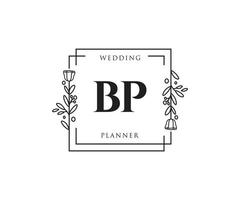 logo féminin initial bp. utilisable pour les logos nature, salon, spa, cosmétique et beauté. élément de modèle de conception de logo vectoriel plat.