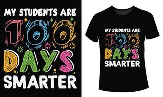 100 jours de conception de t-shirt d'école mes élèves sont 100 jours plus intelligents vecteur