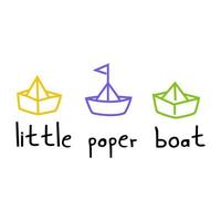 illustration vectorielle d'un ensemble de petits bateaux en papier doodle dessinés à la main vecteur