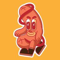 hotdog mascotte logo autocollant icône illustration vecteur