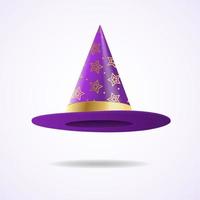 chapeau de sorcière et de sorciers 3d réaliste et détaillé. vecteur