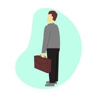 conception d'illustration vectorielle d'un homme debout avec une valise vecteur