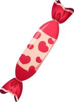 bonbons de dessin animé enveloppés dans des coeurs de la saint-valentin sur fond transparent vecteur