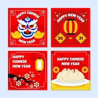 pack de cartes de nouvel an chinois vecteur