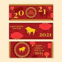 bannière de l'année du bœuf rouge et or vecteur