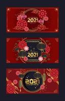 carte de nouvel an chinois rouge et or vecteur