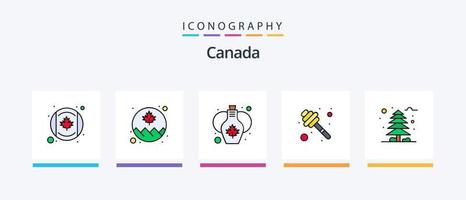 canada line rempli 5 pack d'icônes comprenant du nectar. louche. Canada. journée. célébrer. conception d'icônes créatives vecteur