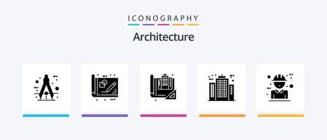 pack d'icônes de glyphe d'architecture 5 comprenant le bâtiment. architecte. dessin. dessin. plan. conception d'icônes créatives vecteur