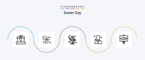 pack d'icônes de la ligne 5 de pâques, y compris l'oeuf. prédicateur. gazon. homme. église vecteur