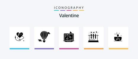 pack d'icônes glyphe 5 de la saint-valentin, y compris la saint-valentin. cœur. coeur volant. amour. Valentin. conception d'icônes créatives vecteur