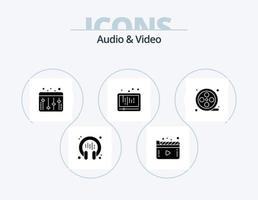 pack d'icônes de glyphe audio et vidéo 5 conception d'icônes. bobine de film. des médias sociaux. ajustement. social. médias vecteur