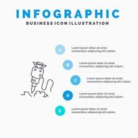 icône de ligne d'outil de réparation de construction de bâtiment de forage avec fond d'infographie de présentation en 5 étapes vecteur