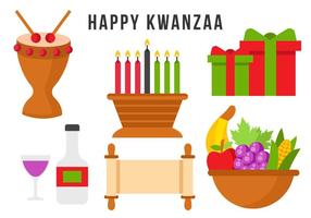 Vecteur d'élément heureux libre de kwanzaa