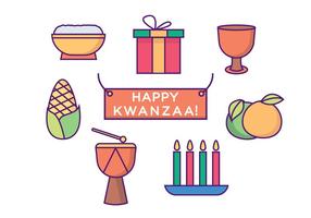 Heureux icônes de Kwanzaa vecteur