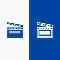 films américains vidéo usa ligne et glyphe icône solide bannière bleue ligne et glyphe icône solide bannière bleue vecteur