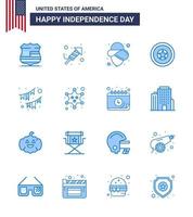 16 usa bleu pack de signes et symboles de la fête de l'indépendance de la décoration américaine usa médaille independece modifiable usa day vector design elements