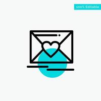 courrier amour coeur mariage turquoise surbrillance cercle point vecteur icône