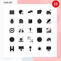 25 glyphes solides universels définis pour les applications web et mobiles camion vie bulle ville passe-temps éléments de conception vectoriels modifiables vecteur