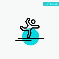 gymnastique de l'athlète exécutant l'icône de vecteur de point de cercle de surbrillance turquoise étirement