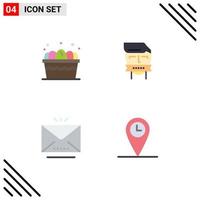 ensemble moderne de 4 icônes et symboles plats tels que panier e-mail alimentaire adversaire mail éléments de conception vectoriels modifiables vecteur