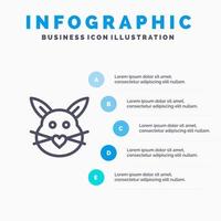 lapin lapin amour mignon icône de ligne de pâques avec 5 étapes présentation infographie fond vecteur