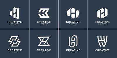 ensemble de modèle de conception de logo lettre h monogramme créatif.logo peut être utilisé pour la société de construction, la finance, le conseil. vecteur premium