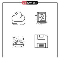 groupe de 4 signes et symboles de couleurs plates remplies pour le vent inde livre d'apprentissage disquette éléments de conception vectoriels modifiables vecteur