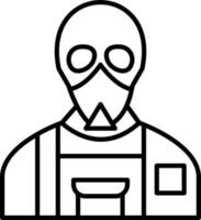 icône de ligne de masque à gaz vecteur