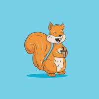 illustration d'un écureuil buvant du café vecteur