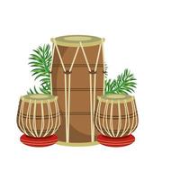 tambours de table indiens avec des feuilles vecteur
