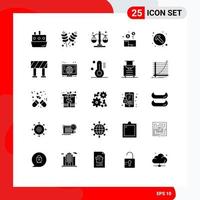 interface mobile glyphe solide ensemble de 25 pictogrammes d'éléments de conception vectoriels modifiables de paquet de grains de flèche vecteur