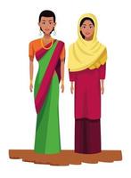 personnage de dessin animé avatar femmes indiennes vecteur