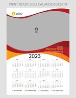 Calendrier 2023. modèle de page d'illustration modifiable a4, a3. début de semaine le dimanche. page modifiable verticale, illustration vectorielle de calendrier mural. carte d'entreprise simple, planificateur vecteur