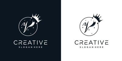 concept créatif de logo de cils avec combinaison lettre v vecteur premium