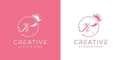 concept créatif de logo de cils avec combinaison lettre k vecteur premium