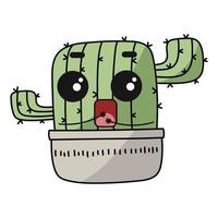 dessin animé de cactus mignon effrayé et effrayé par le choc vecteur