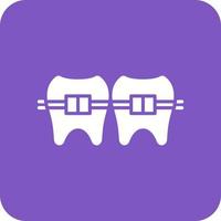 icône d'arrière-plan de coin rond de glyphe d'accolades dentaires vecteur