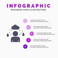 homme nuage pluvieux solide icône infographie 5 étapes présentation fond vecteur