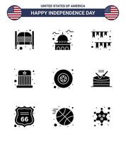 gros pack de 9 usa joyeux jour de l'indépendance usa vecteur glyphes solides et symboles modifiables d'enfants cirque usa party bruants modifiables usa day vector design elements