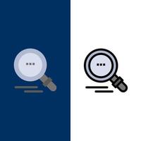rechercher trouver des icônes de motivation plat et ligne remplie icône ensemble vecteur fond bleu