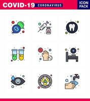 prévention des coronavirus 25 jeu d'icônes laboratoire sale bleu tube à essai dentaire coronavirus viral 2019nov éléments de conception de vecteur de maladie