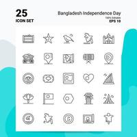 25 bangladesh jour de l'indépendance jeu d'icônes 100 eps modifiables 10 fichiers logo d'entreprise concept idées ligne icône conception vecteur