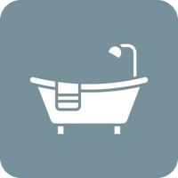 icône de fond de coin rond de glyphe de baignoire vecteur