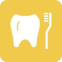 nettoyage des dents avec l'icône d'arrière-plan du coin rond du glyphe de la brosse vecteur